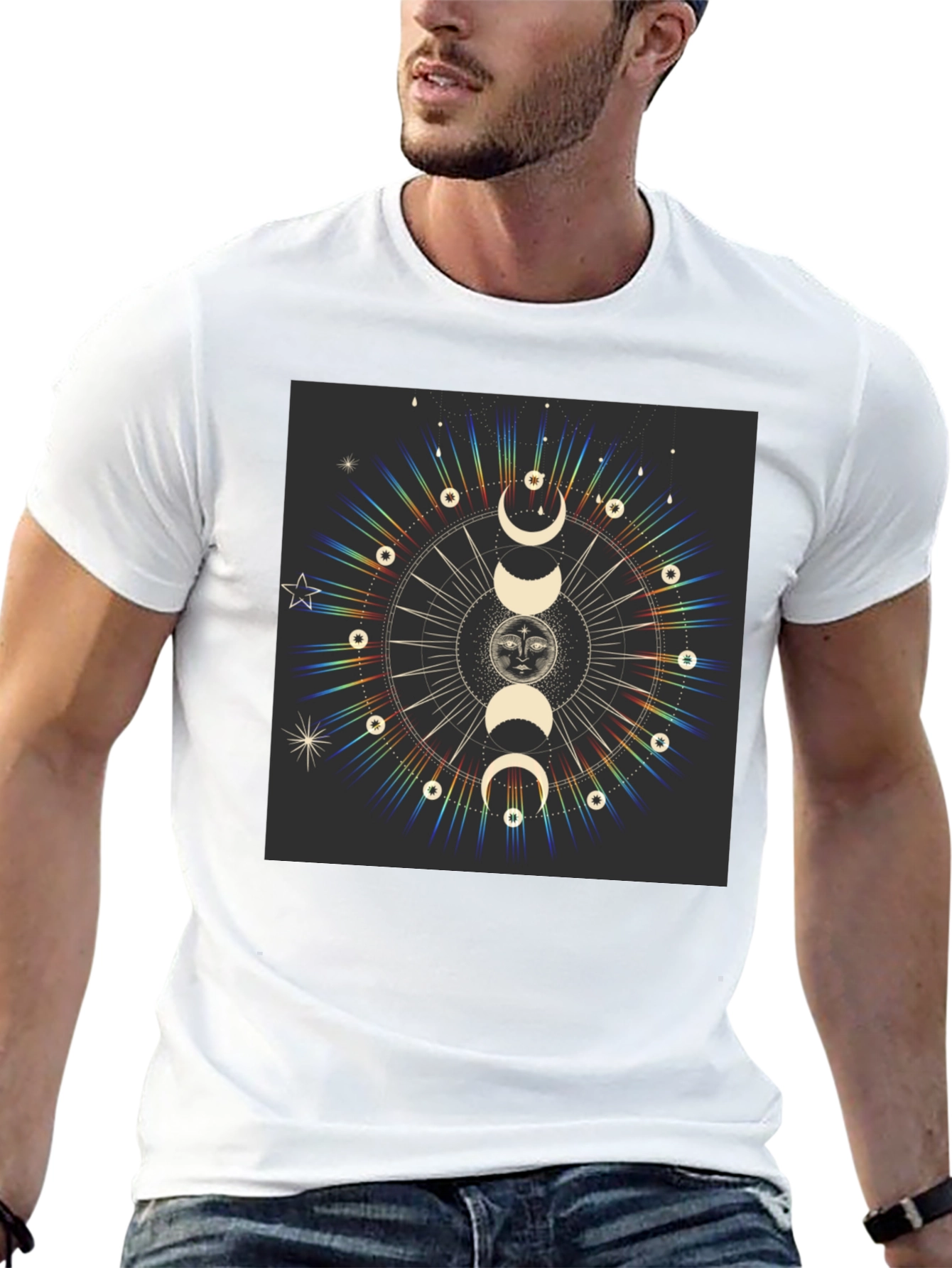 Celestial Moon Phases Graphic T-Shirt