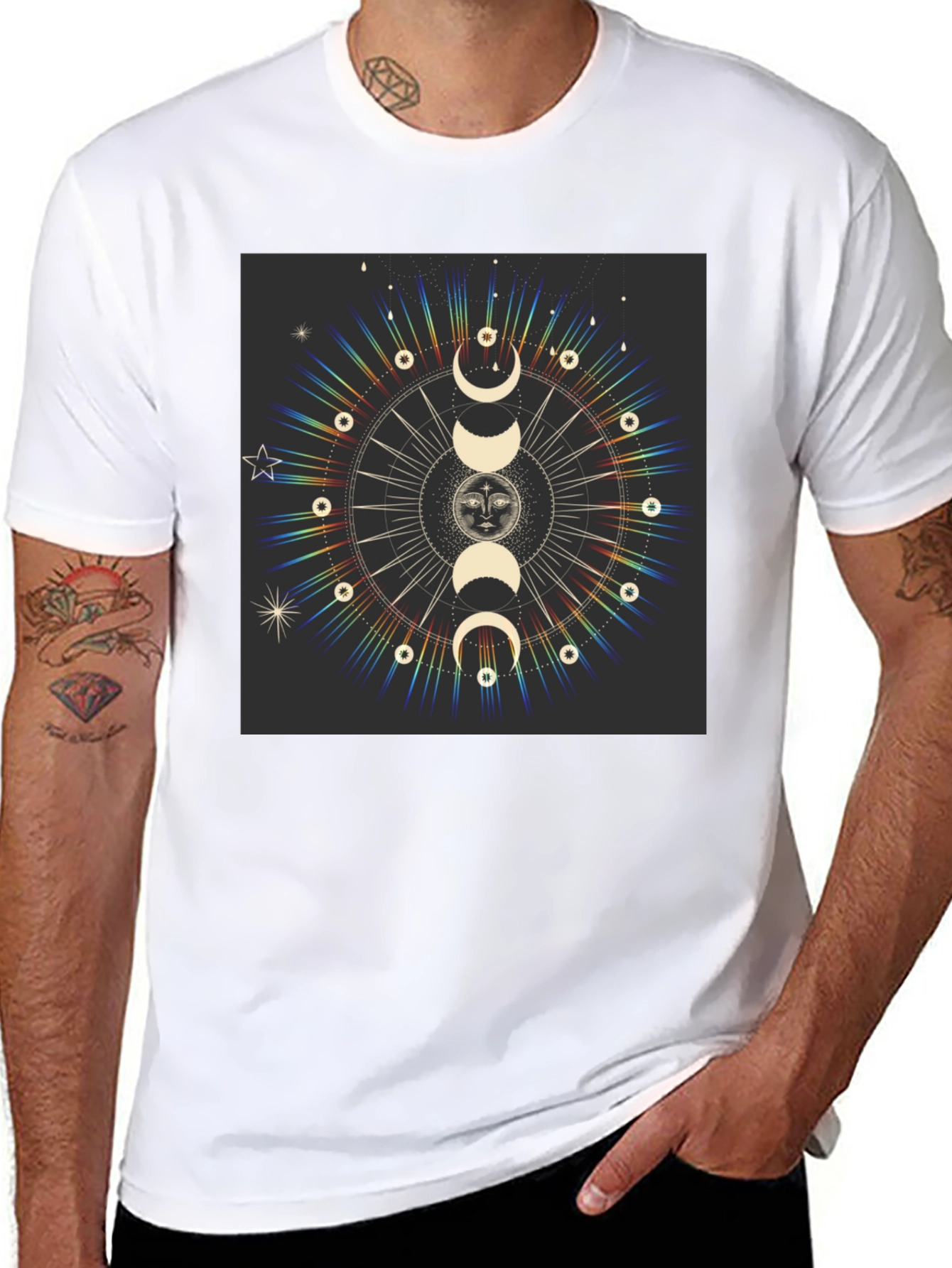 Celestial Moon Phases Graphic T-Shirt