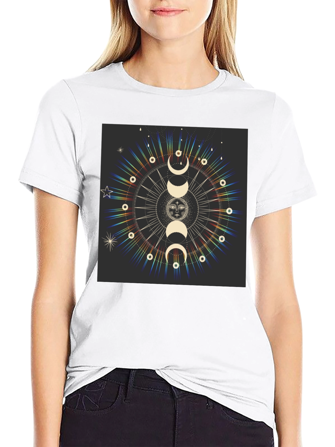 Celestial Moon Phases Graphic T-Shirt