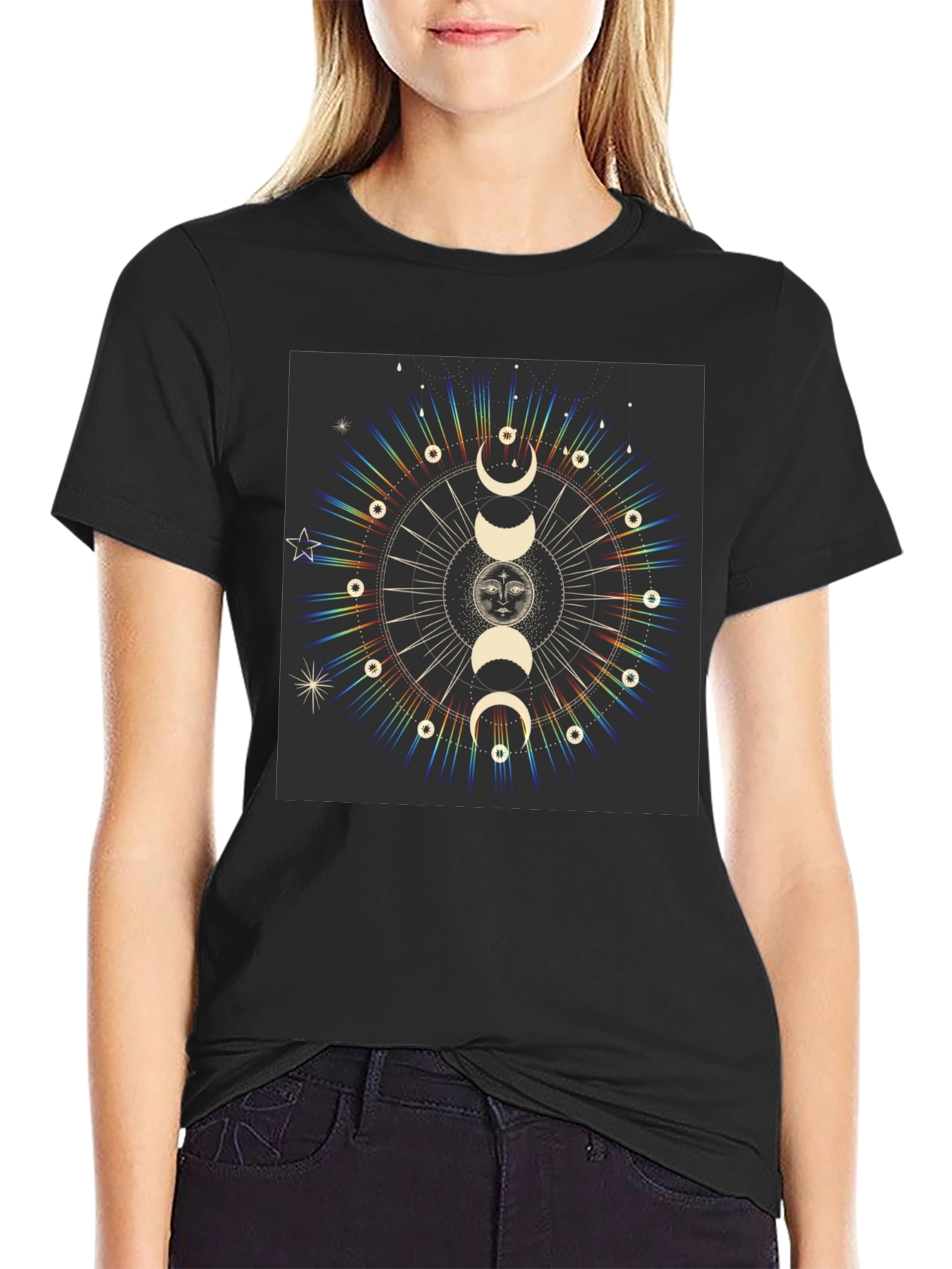 Celestial Moon Phases Graphic T-Shirt