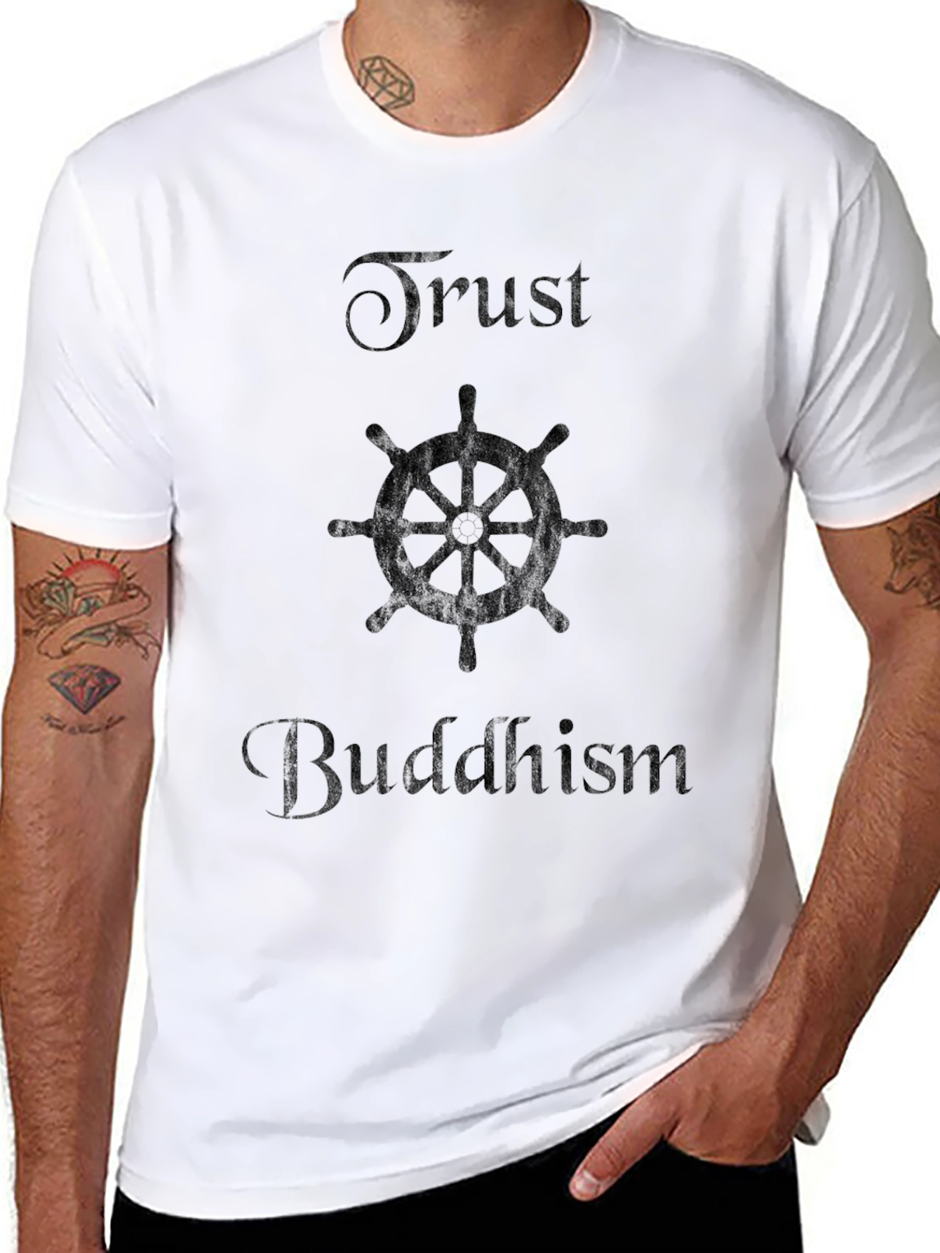 Trust Buddhism Graphic Tee - Mens Black T-Shirt