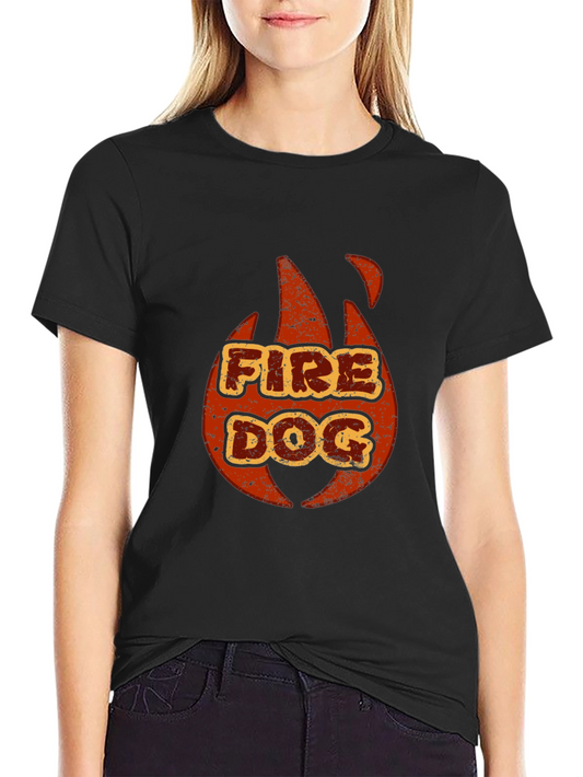 Fire Dog Graphic Tee - Black Short Sleeve T-Shirt