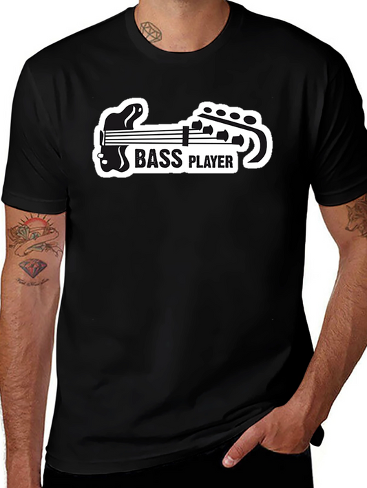 Bass Player Graphic T-Shirt - Black Cotton Tee
