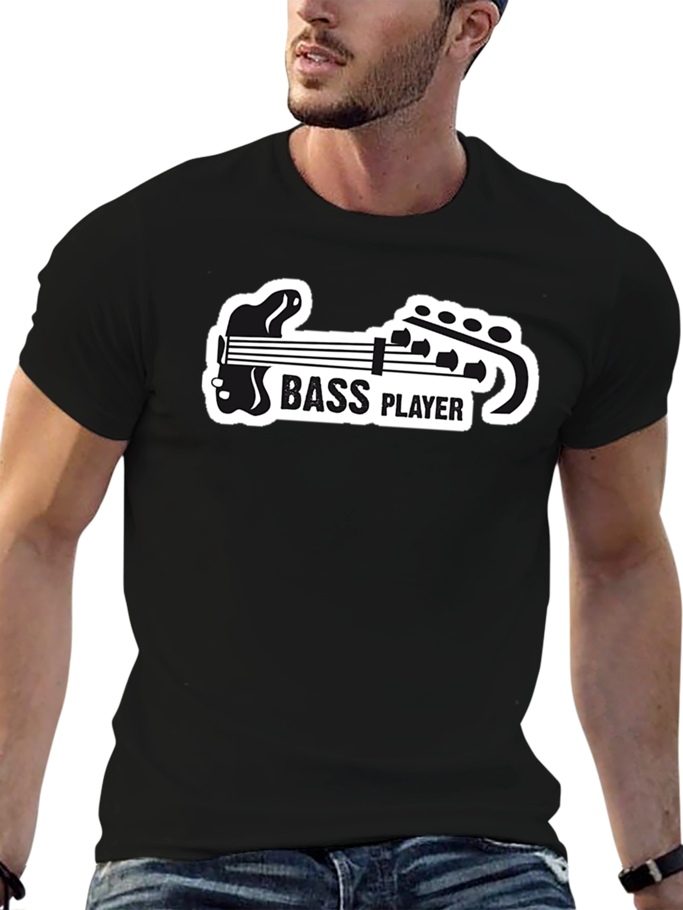 Bass Player Graphic T-Shirt - Black Cotton Tee
