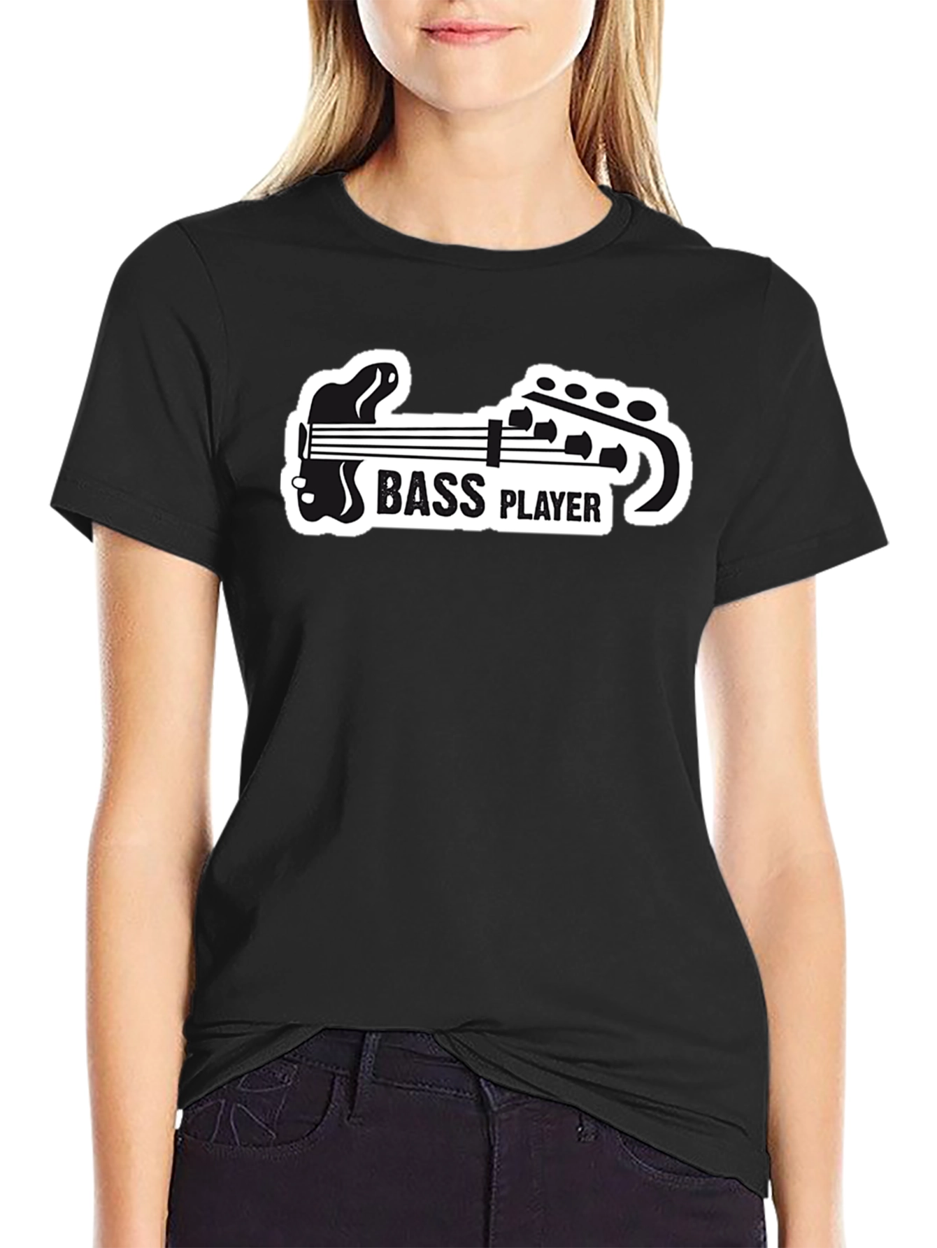 Bass Player Graphic T-Shirt - Black Cotton Tee