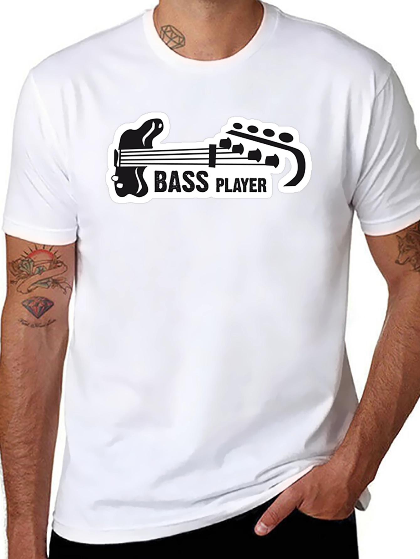 Bass Player Graphic T-Shirt - Black Cotton Tee