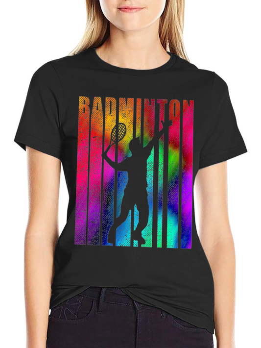 Badminton Player Graphic Tee - Colorful Retro Design