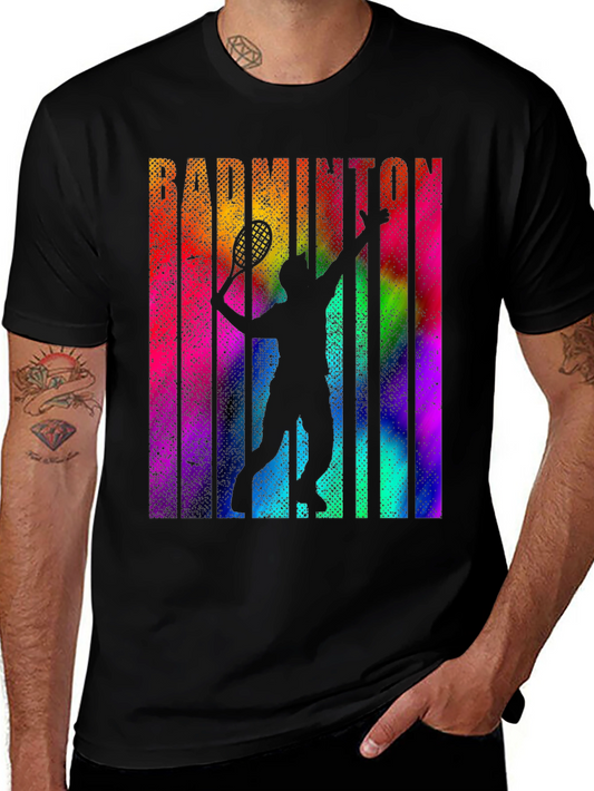 Badminton Player Graphic Tee - Colorful Retro Design