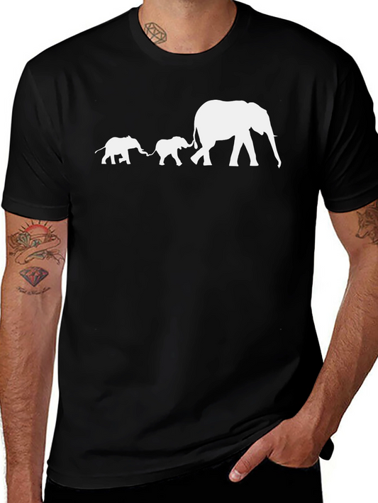 Elephant Family Graphic T-Shirt - Black Cotton Tee