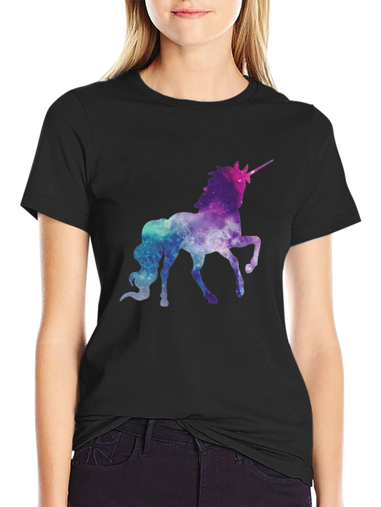 Galaxy Unicorn Black T-Shirt - Magical Space Design