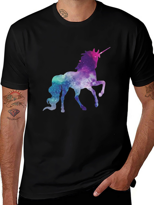 Galaxy Unicorn Black T-Shirt - Magical Space Design