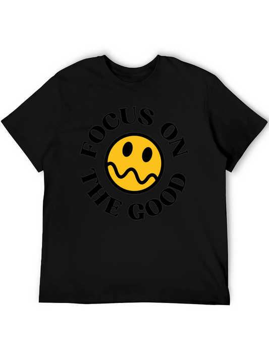 Focus On The Good Smiley Face Black T-Shirt