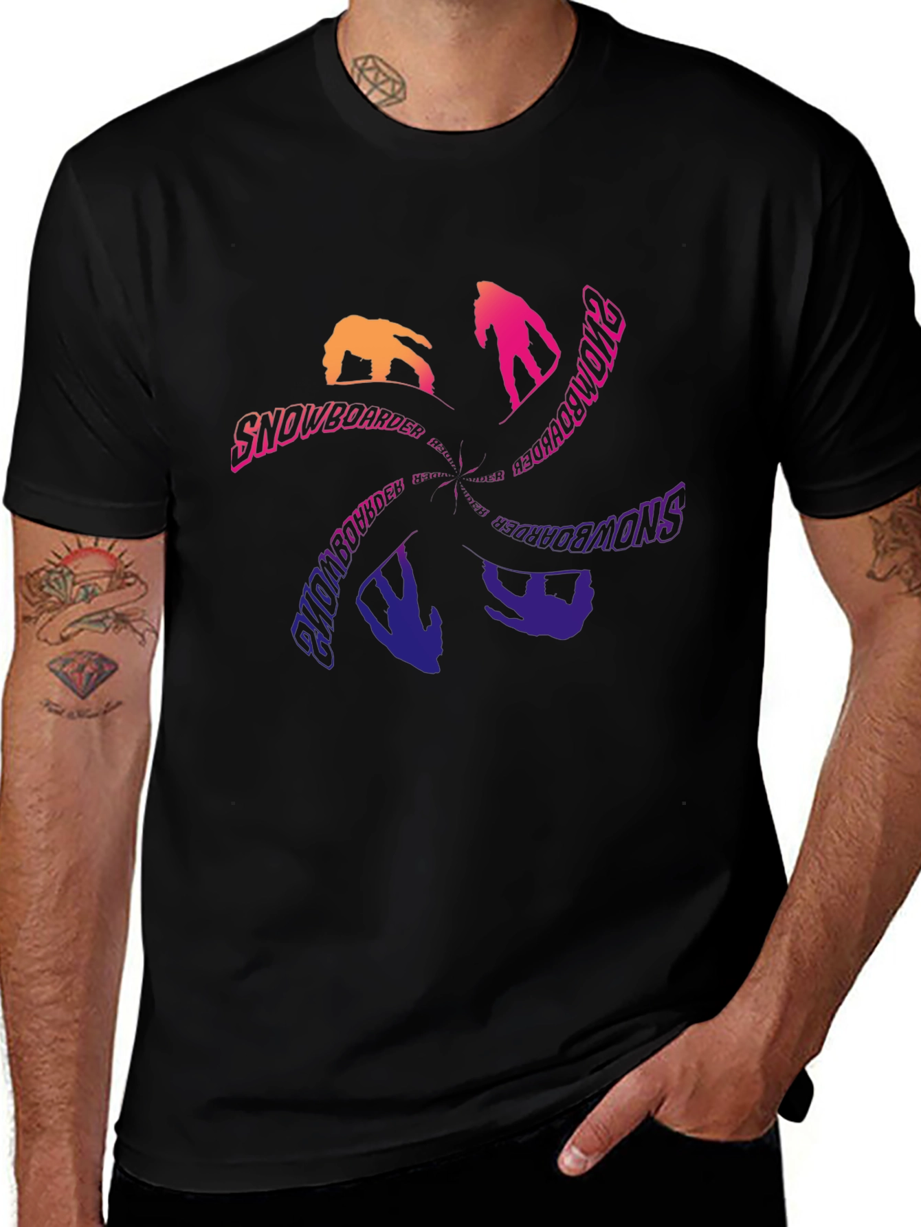 Snowboarder Graphic Tee - Cool Black T-Shirt