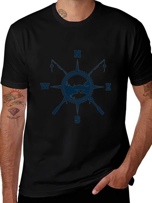 Compass Rose Fishing T-Shirt - Black