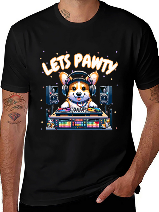 Lets Pawty Corgi DJ Graphic T-Shirt