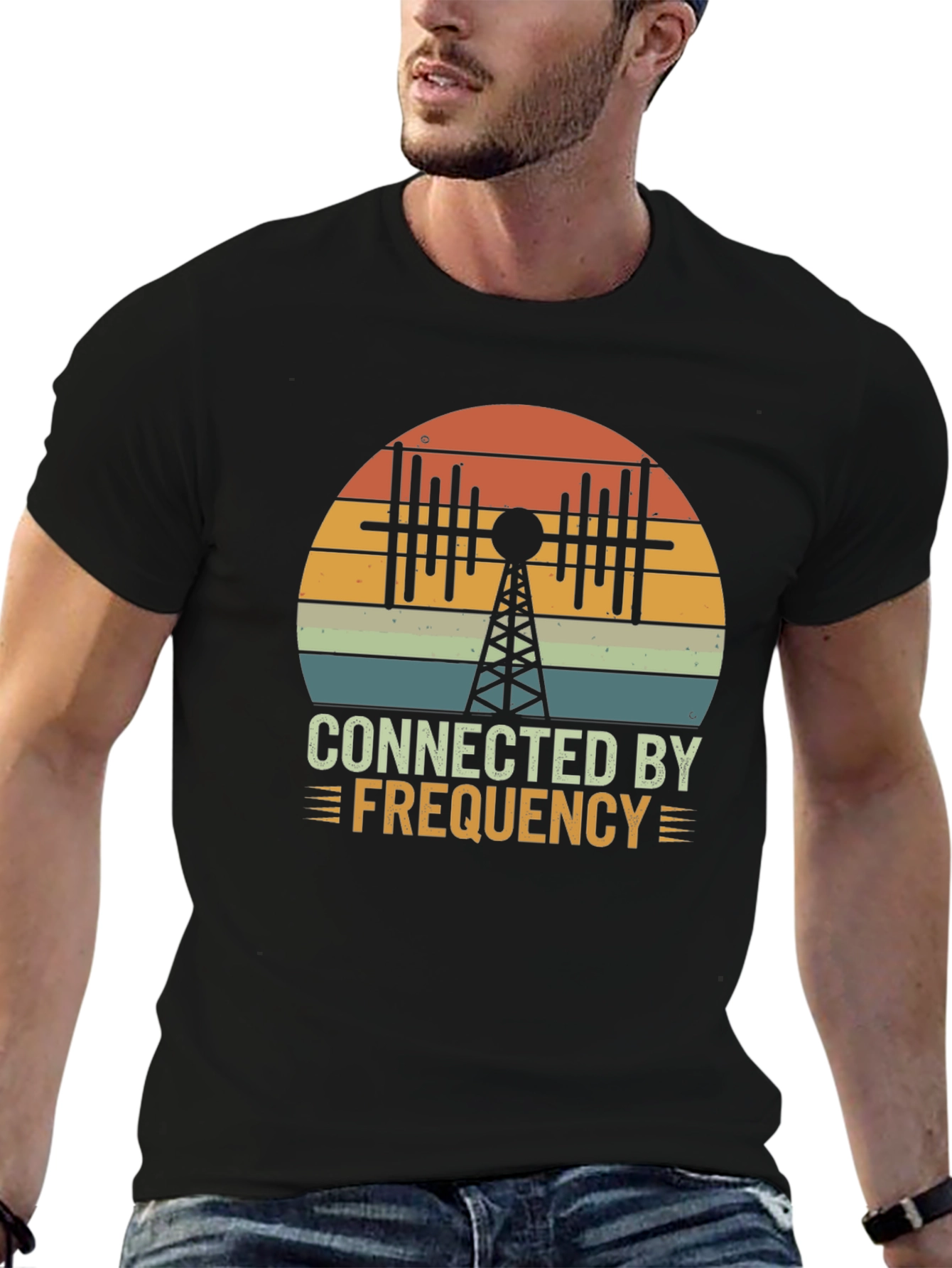 Connected By Frequency Retro Graphic T-Shirt