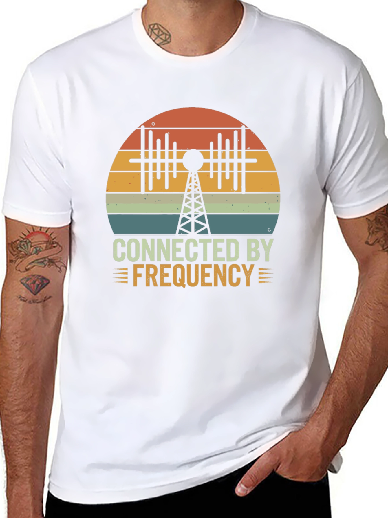 Connected By Frequency Retro Graphic T-Shirt