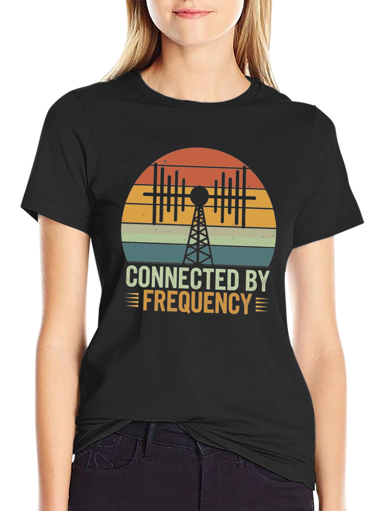 Connected By Frequency Retro Graphic T-Shirt