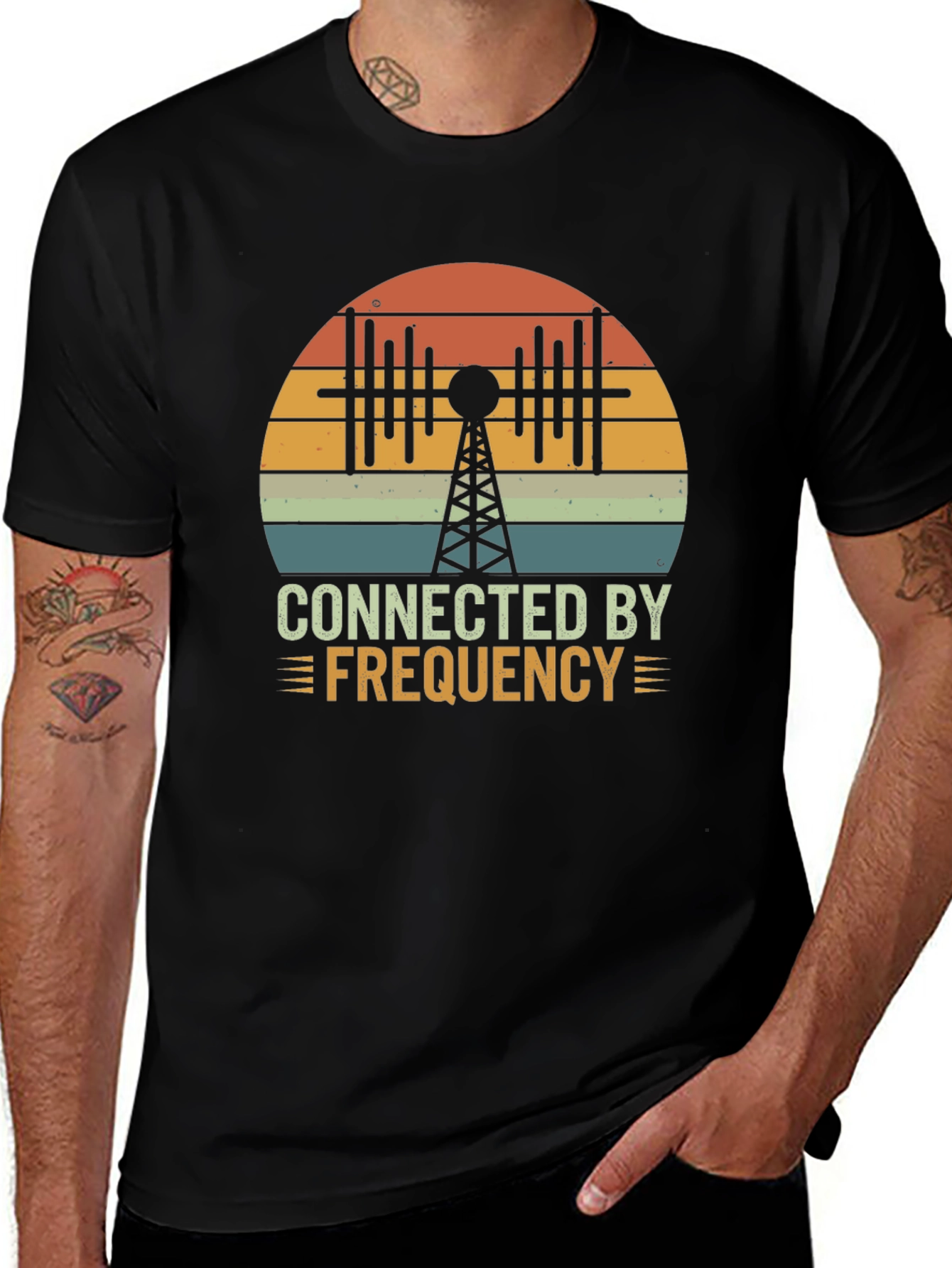 Connected By Frequency Retro Graphic T-Shirt