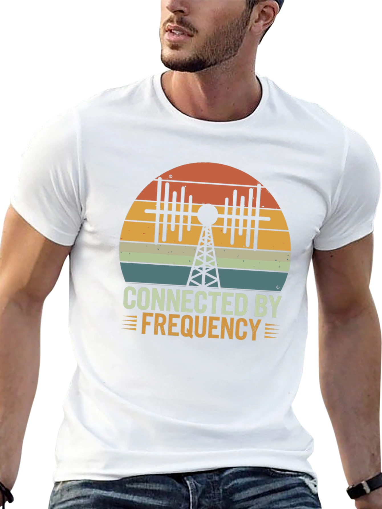 Connected By Frequency Retro Graphic T-Shirt