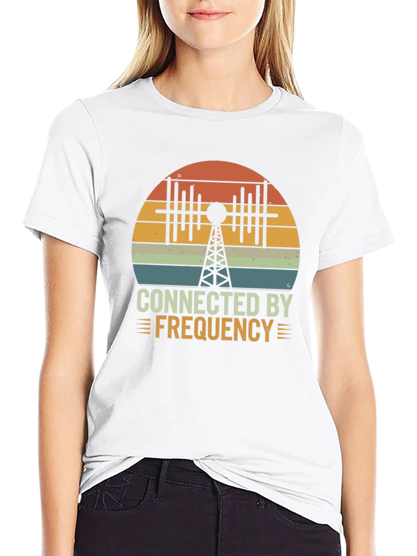 Connected By Frequency Retro Graphic T-Shirt
