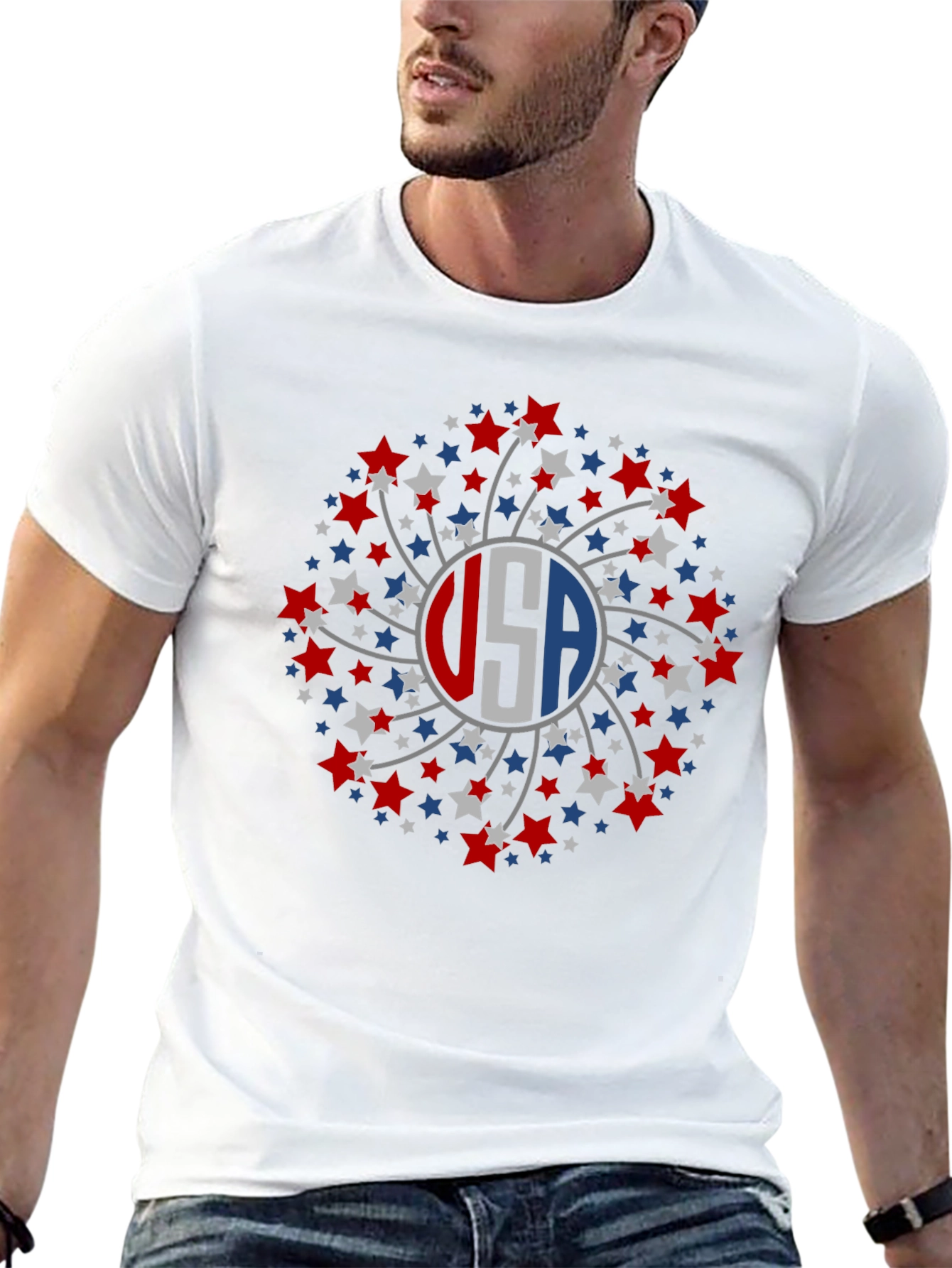 USA Starburst Graphic Tee - Patriotic Style