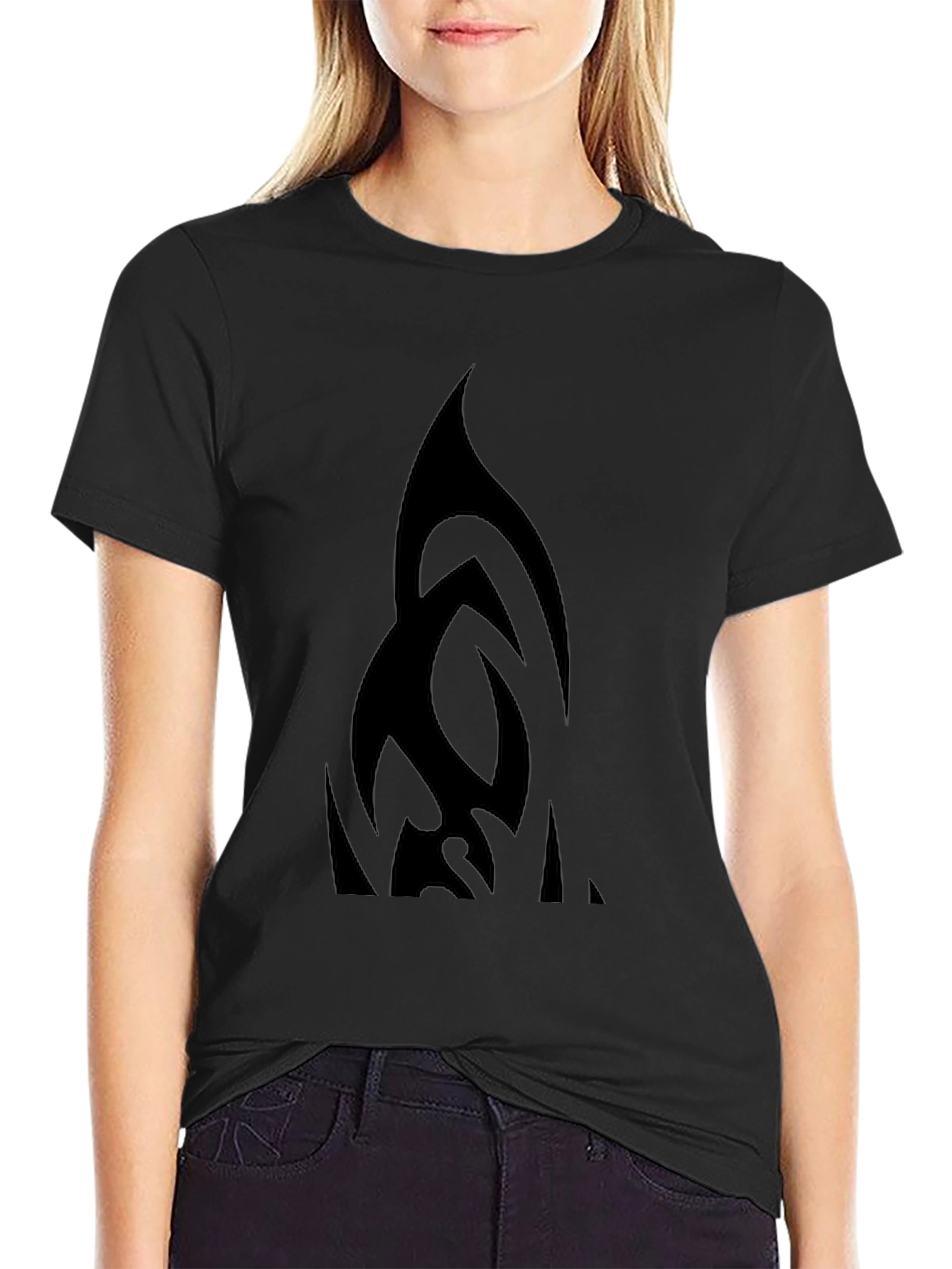 Black Tribal Design Graphic Tee - Cool Casual Wear
