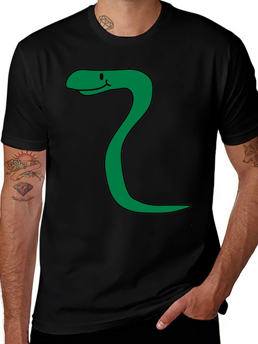 Funny Snake Cartoon Black T-Shirt