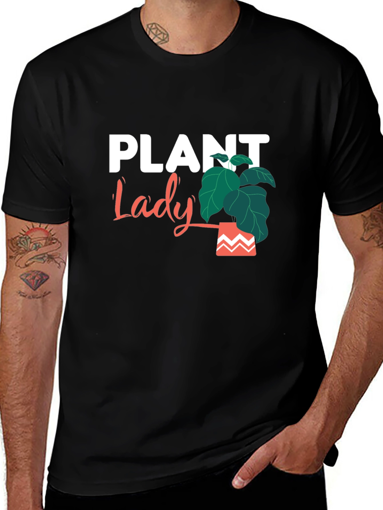 Plant Lady Graphic Tee - Black Cotton Casual Shirt