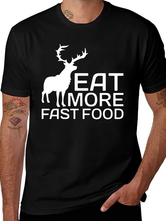Eat More Fast Food Deer Graphic T-Shirt