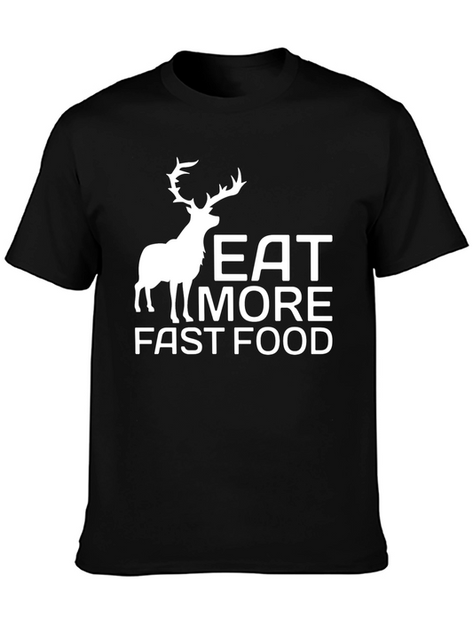 Eat More Fast Food Deer Graphic T-Shirt