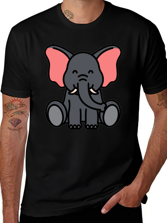 Cute Elephant Graphic Tee - Black T-Shirt