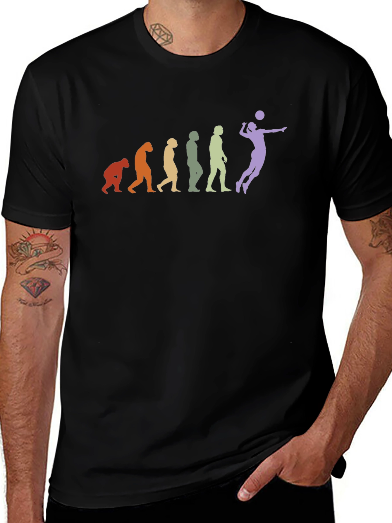 Volleyball Evolution Black T-Shirt