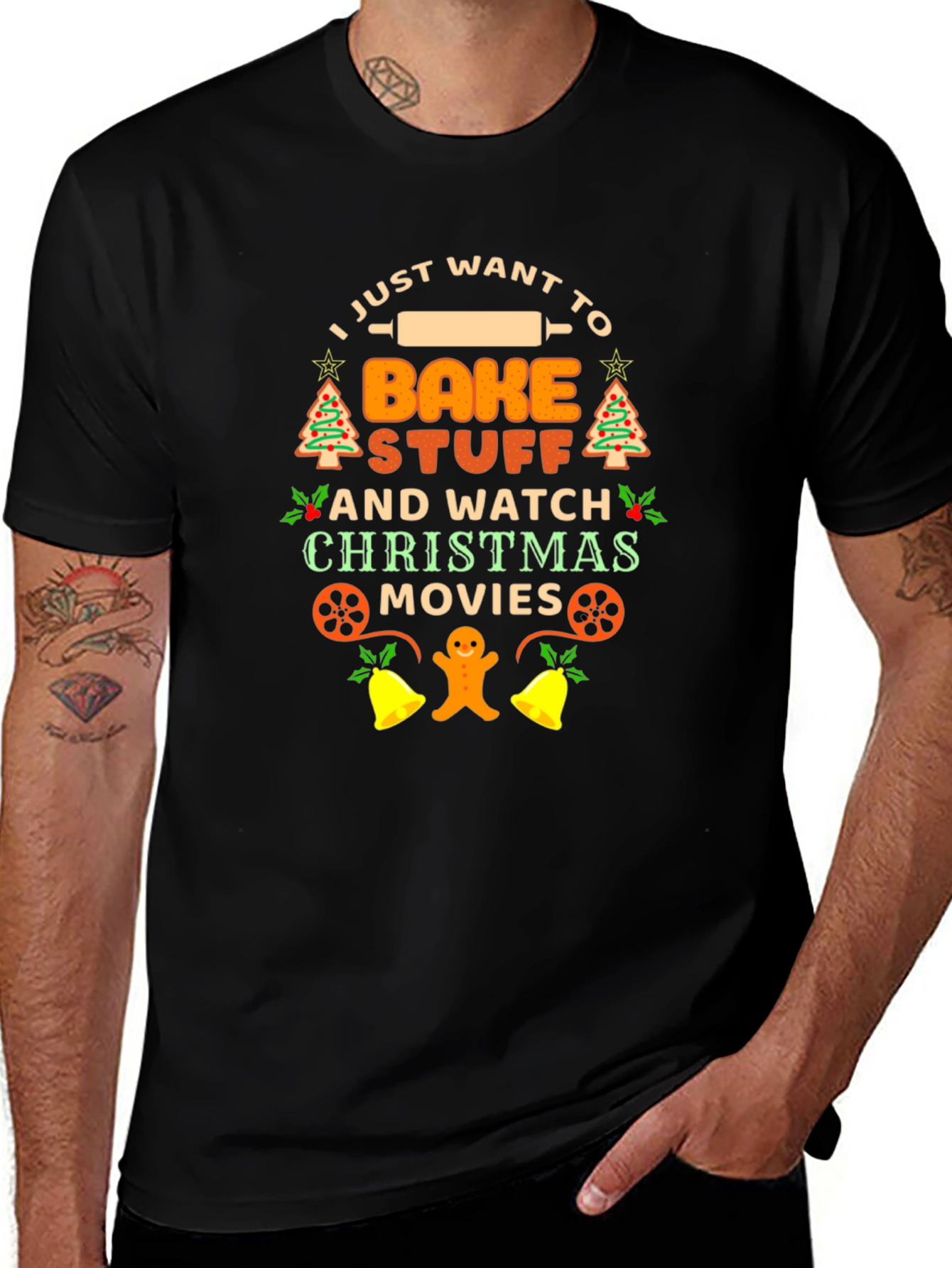 I Just Want to Bake Stuff Christmas T-Shirt