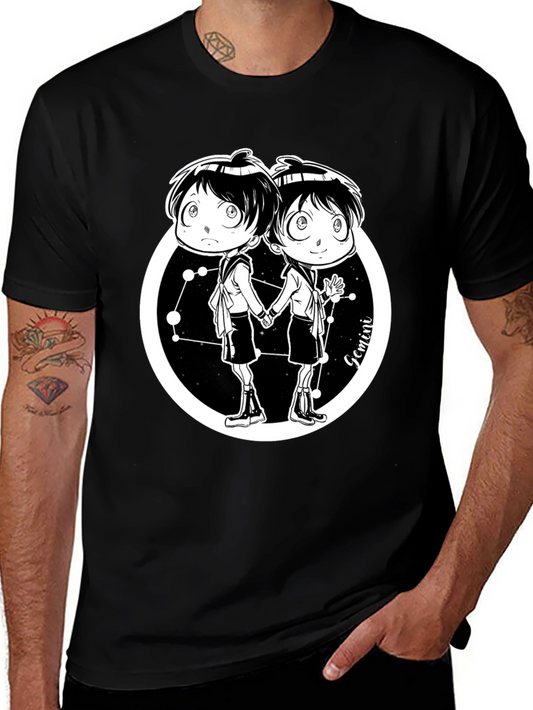 Gemini Zodiac Cartoon Graphic T-Shirt