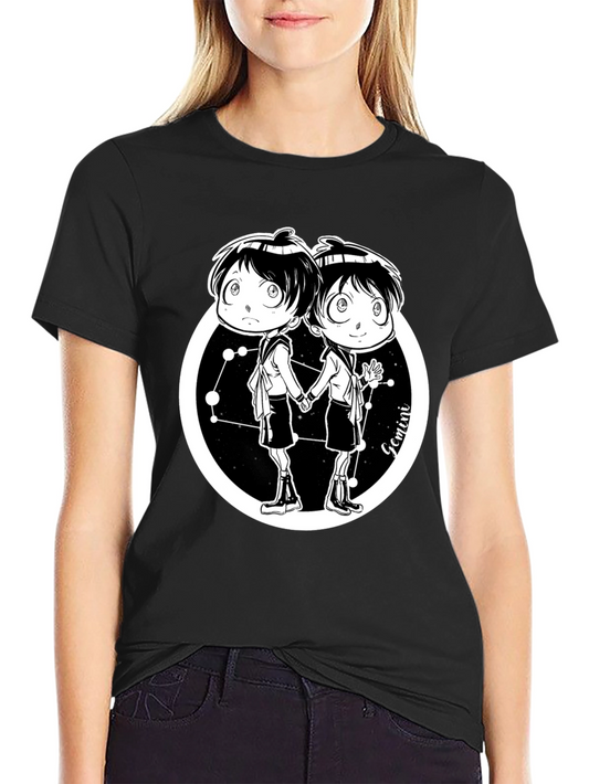 Gemini Zodiac Cartoon Graphic T-Shirt