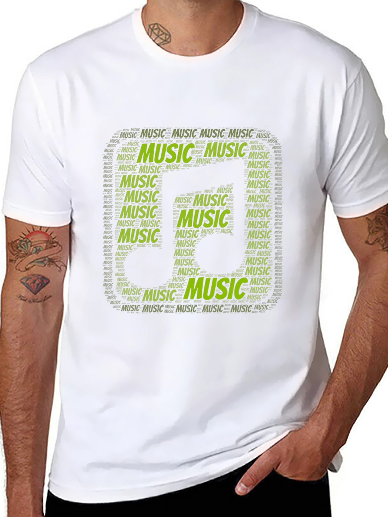 Music Word Art Graphic Tee - Black
