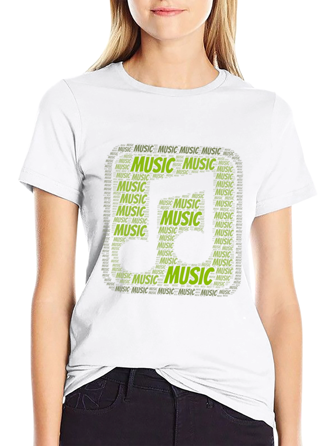 Music Word Art Graphic Tee - Black