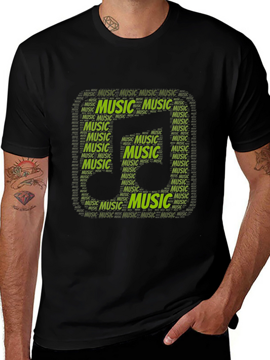 Music Word Art Graphic Tee - Black