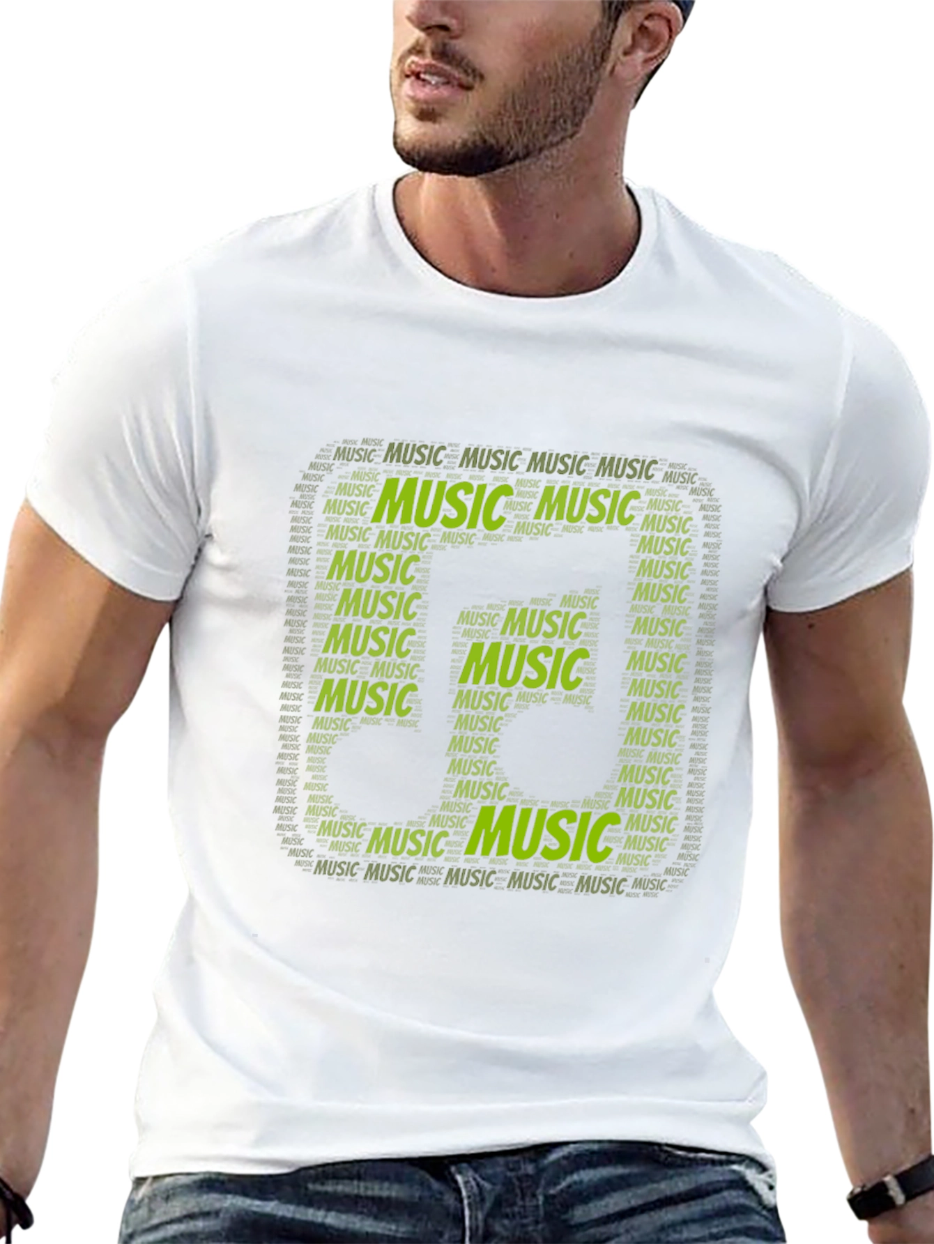 Music Word Art Graphic Tee - Black