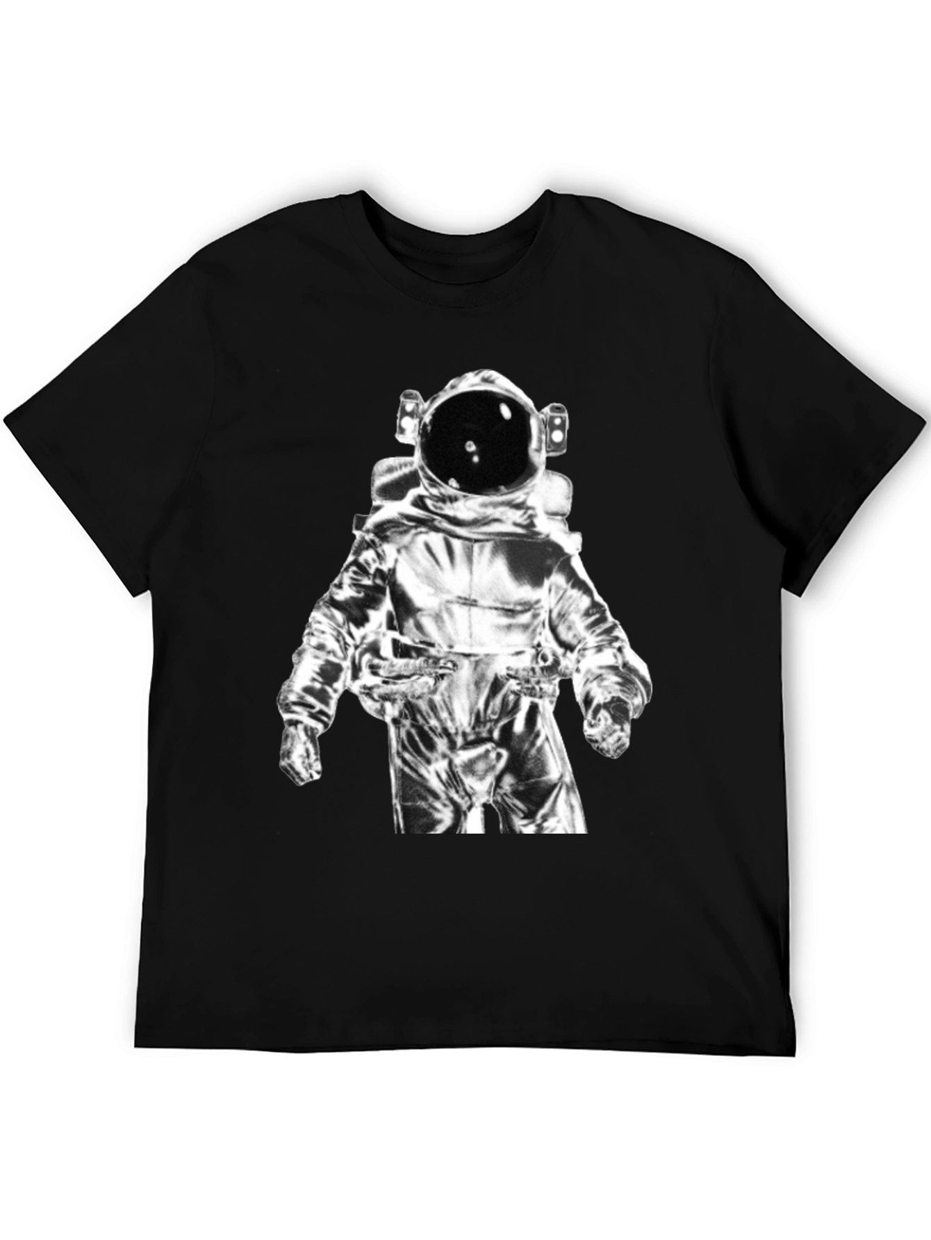 Astronaut Graphic Tee - Black Cotton Casual Shirt