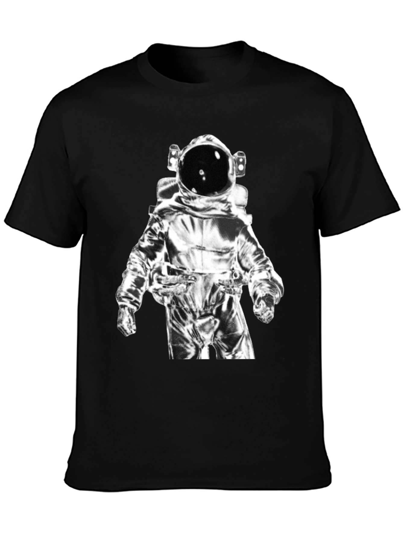 Astronaut Graphic Tee - Black Cotton Casual Shirt
