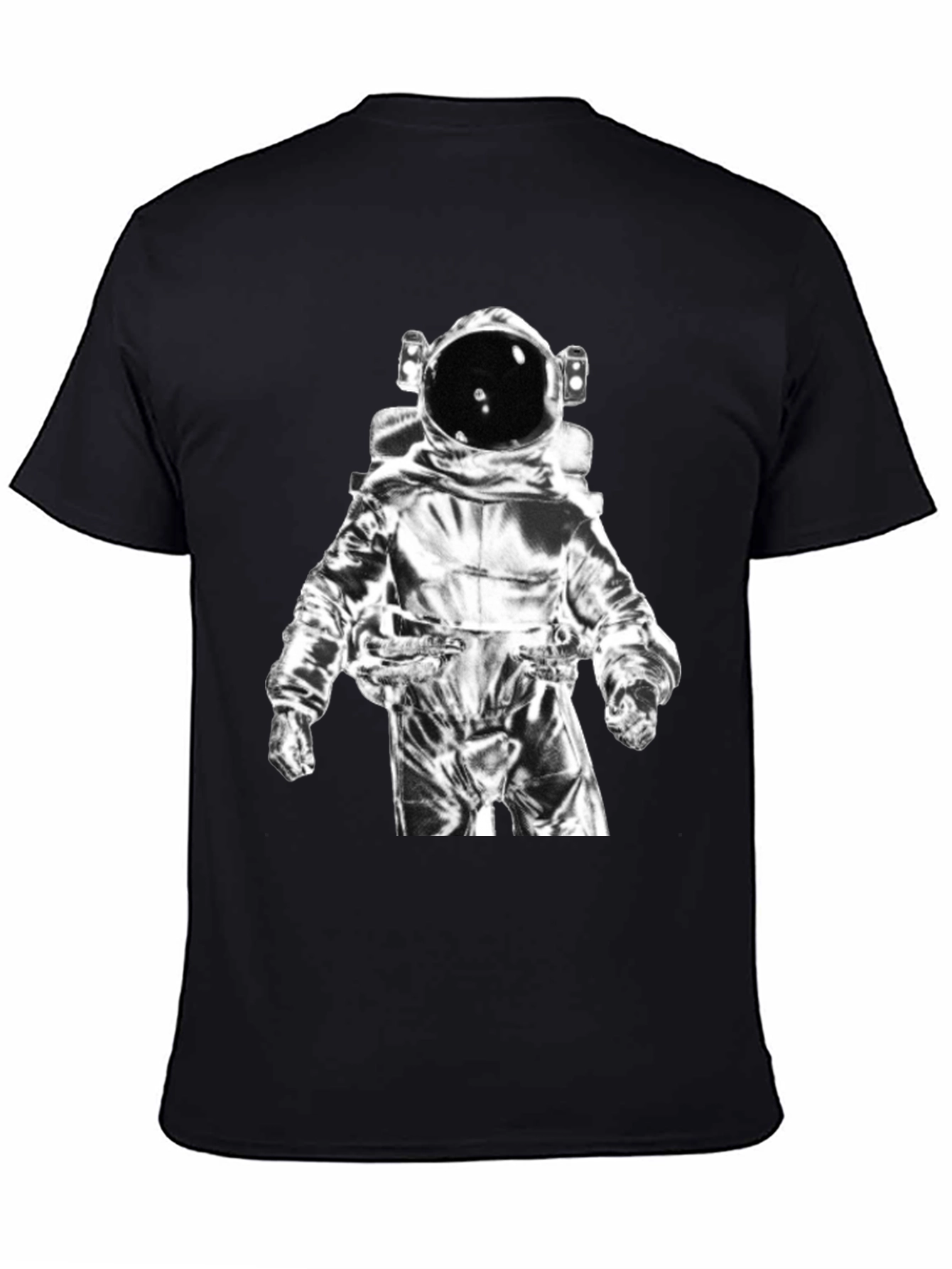 Astronaut Graphic Tee - Black Cotton Casual Shirt