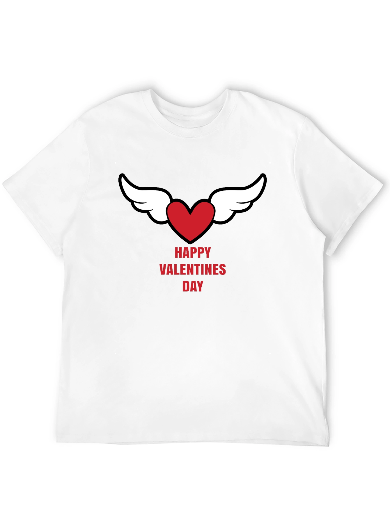 Happy Valentines Day Heart Wings Black T-Shirt