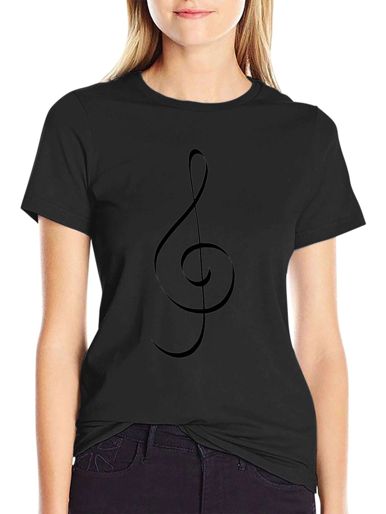Black Treble Clef T-Shirt | Music Lover Apparel