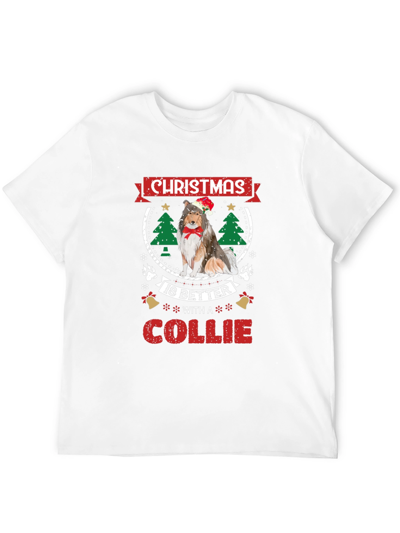 Christmas Collie Dog Graphic Tee