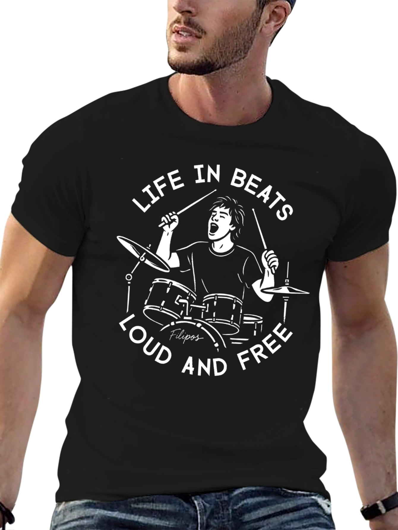 Life in Beats Drummer Graphic T-Shirt