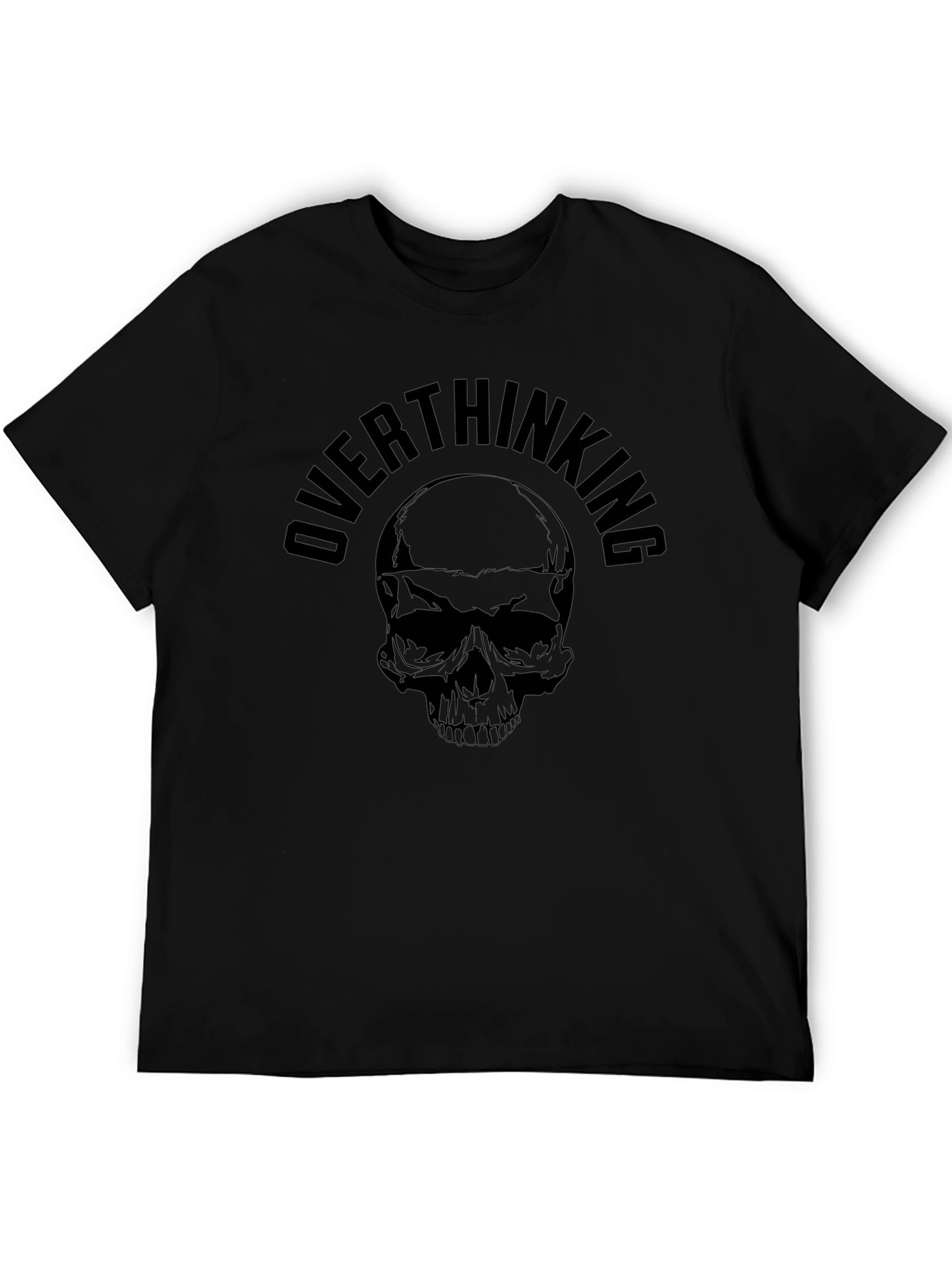 Overthinking Skull Graphic Black T-Shirt