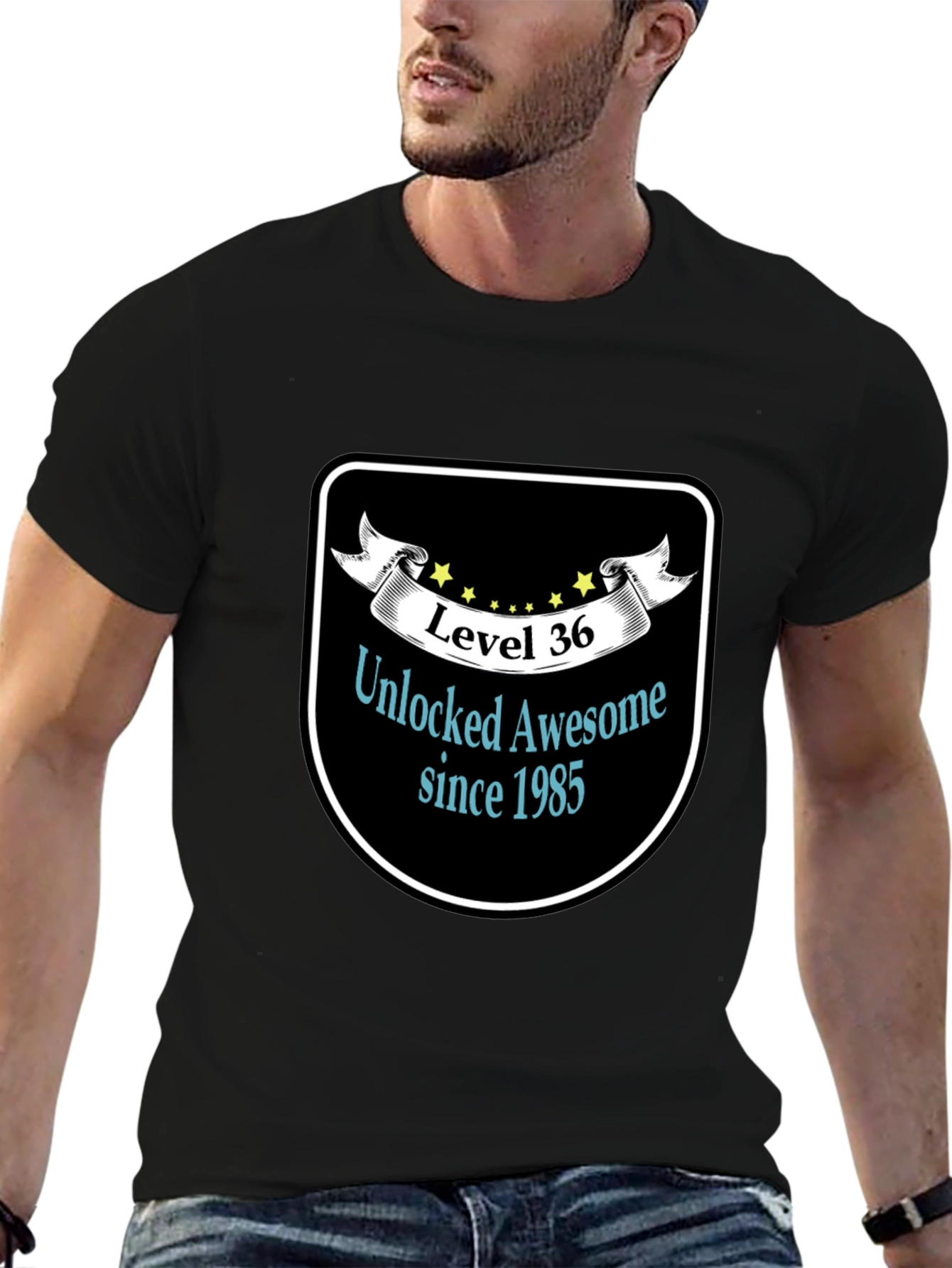 Level 36 Unlocked Awesome Since 1985 Black T-Shirt