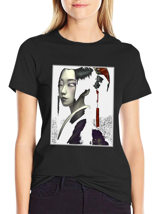 Geisha Graphic Print Black T-Shirt